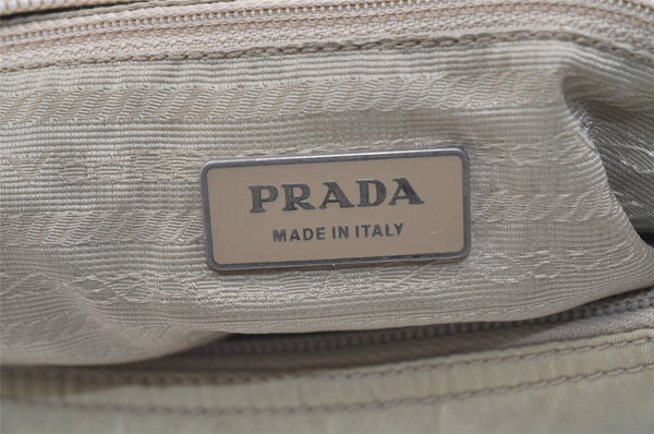 Authentic PRADA Nylon Tessuto Leather Shoulder Cross Body Bag Purse White 3791J