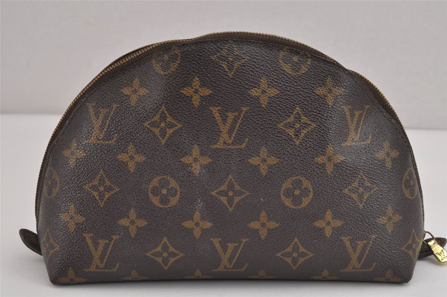 Auth Louis Vuitton Monogram Trousse Demi Ronde 23 Pouch M47520 Junk 3792J