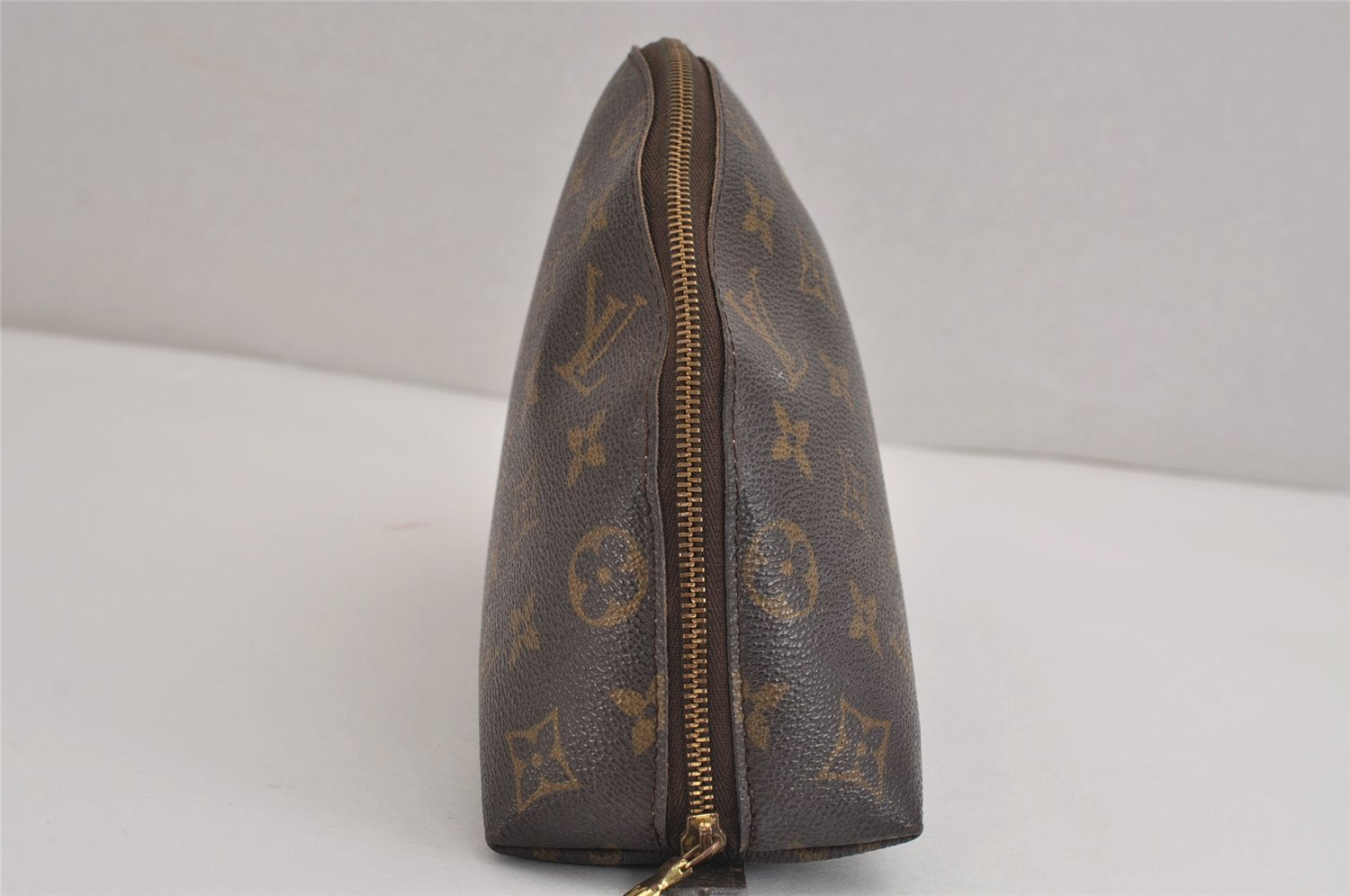 Auth Louis Vuitton Monogram Trousse Demi Ronde 23 Pouch M47520 Junk 3792J