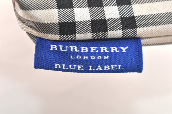 Authentic BURBERRY BLUE LABEL Check Hand Tote Bag Nylon Leather Beige 3795K