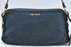Authentic PRADA Nylon Tessuto Saffiano Leather Shoulder Hand Bag Blue 3796H