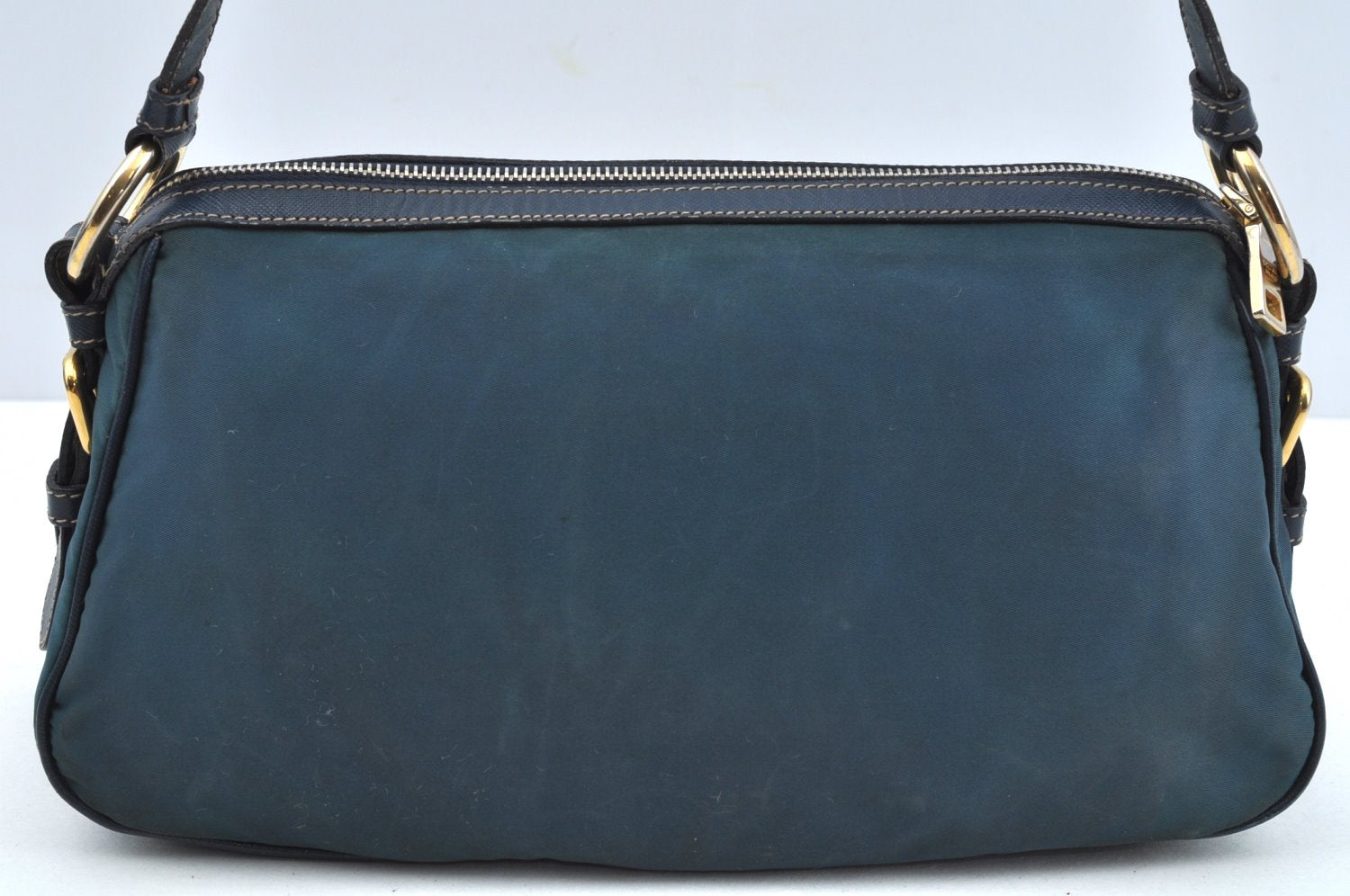 Authentic PRADA Nylon Tessuto Saffiano Leather Shoulder Hand Bag Blue 3796H