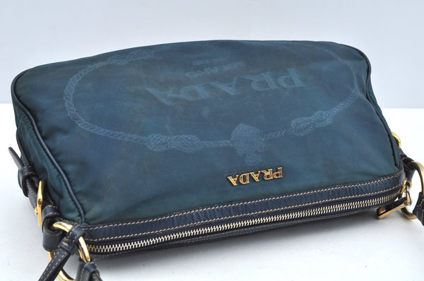 Authentic PRADA Nylon Tessuto Saffiano Leather Shoulder Hand Bag Blue 3796H