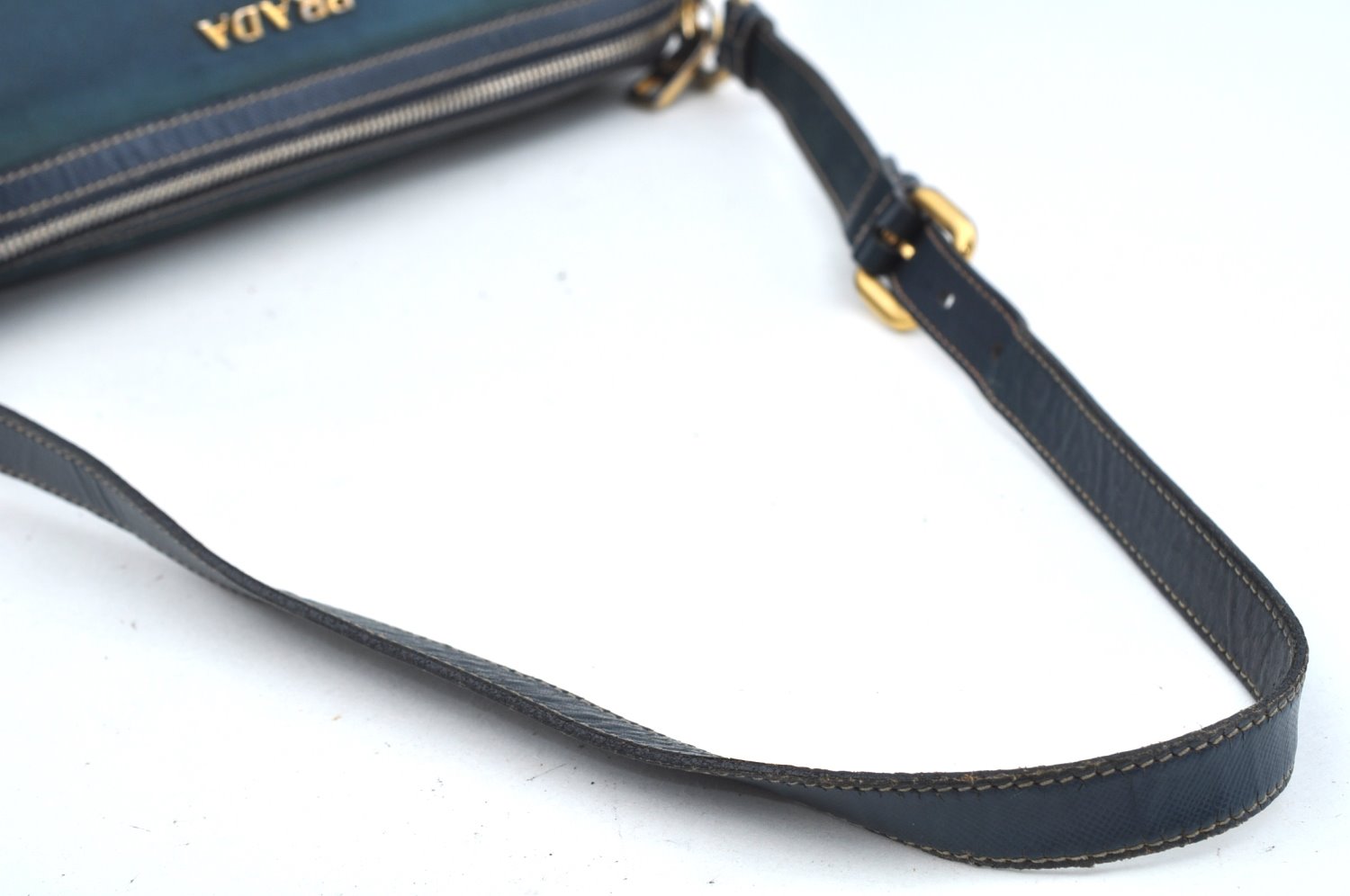 Authentic PRADA Nylon Tessuto Saffiano Leather Shoulder Hand Bag Blue 3796H