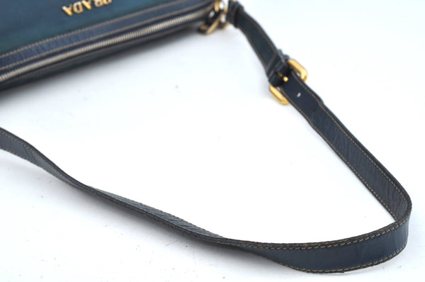 Authentic PRADA Nylon Tessuto Saffiano Leather Shoulder Hand Bag Blue 3796H