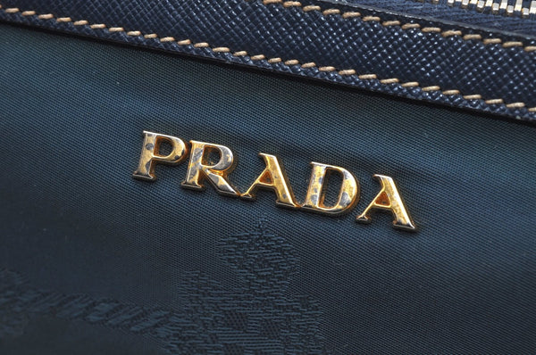Authentic PRADA Nylon Tessuto Saffiano Leather Shoulder Hand Bag Blue 3796H