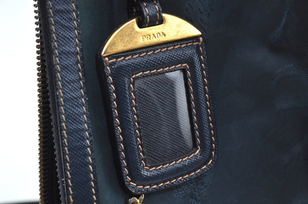 Authentic PRADA Nylon Tessuto Saffiano Leather Shoulder Hand Bag Blue 3796H