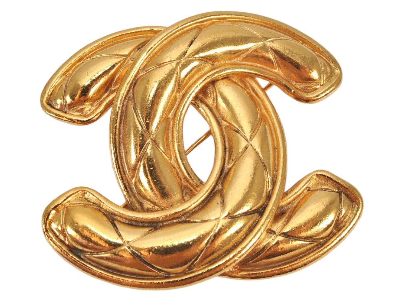 Authentic CHANEL Vintage CoCo Mark Pin Brooch Gold Plating 3798K