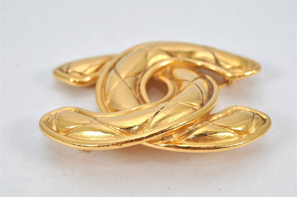 Authentic CHANEL Vintage CoCo Mark Pin Brooch Gold Plating 3798K