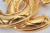 Authentic CHANEL Vintage CoCo Mark Pin Brooch Gold Plating 3798K