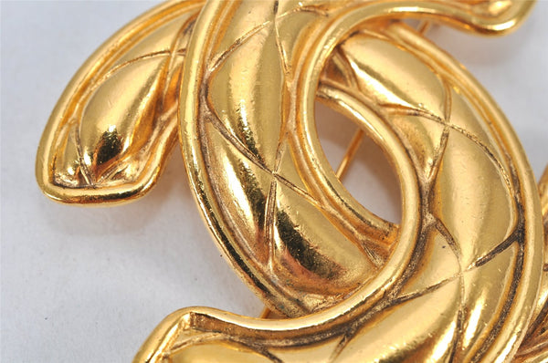 Authentic CHANEL Vintage CoCo Mark Pin Brooch Gold Plating 3798K