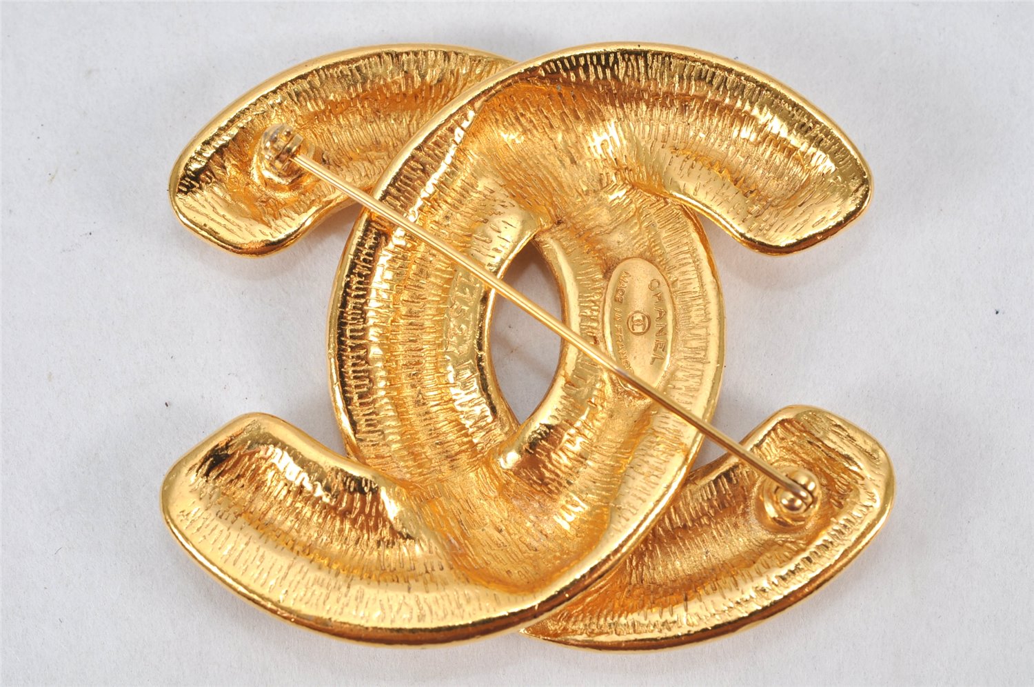 Authentic CHANEL Vintage CoCo Mark Pin Brooch Gold Plating 3798K