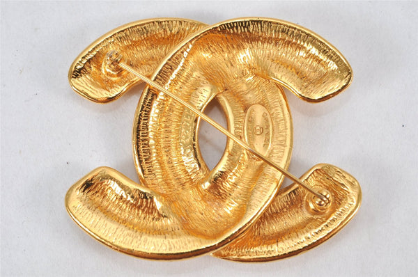 Authentic CHANEL Vintage CoCo Mark Pin Brooch Gold Plating 3798K