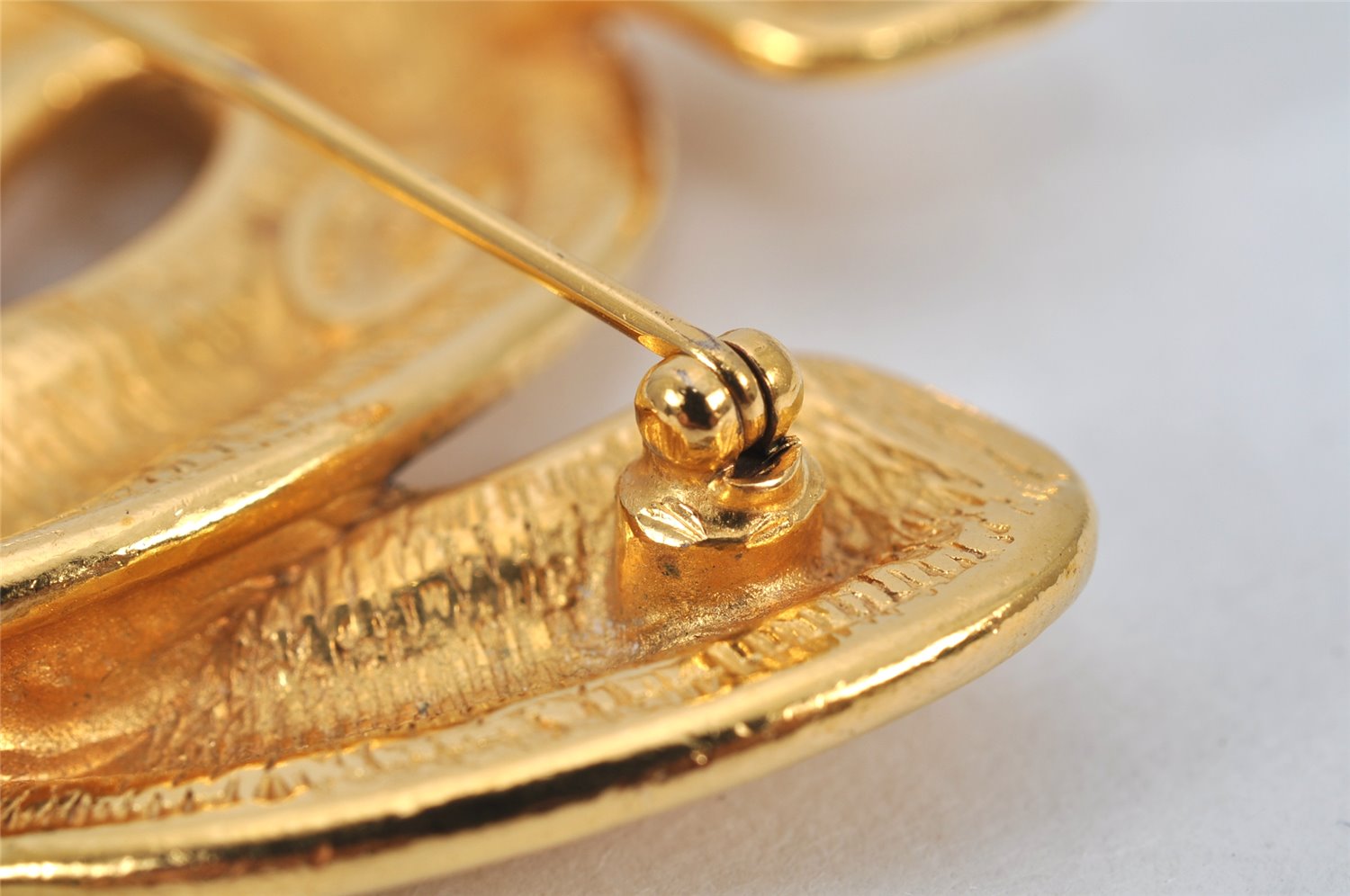 Authentic CHANEL Vintage CoCo Mark Pin Brooch Gold Plating 3798K