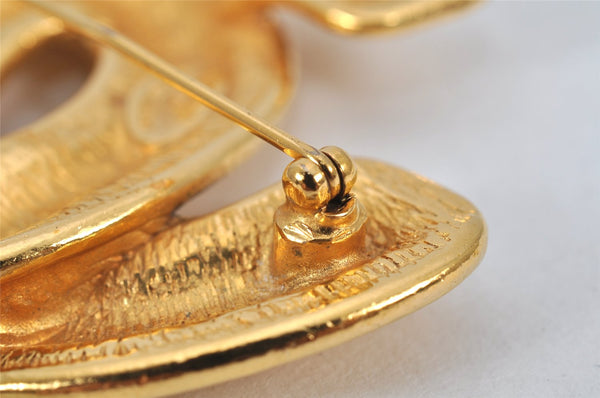 Authentic CHANEL Vintage CoCo Mark Pin Brooch Gold Plating 3798K