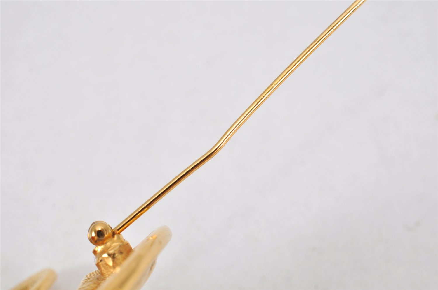 Authentic CHANEL Vintage CoCo Mark Pin Brooch Gold Plating 3798K