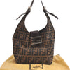 Authentic FENDI Vintage Zucca Shoulder Hand Bag Purse Canvas Leather Brown 3799K