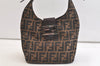 Authentic FENDI Vintage Zucca Shoulder Hand Bag Purse Canvas Leather Brown 3799K