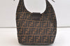 Authentic FENDI Vintage Zucca Shoulder Hand Bag Purse Canvas Leather Brown 3799K