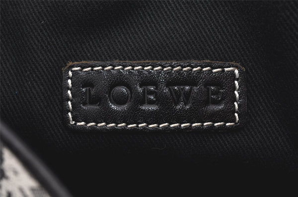 Authentic LOEWE Anagram Shoulder Cross Bag Purse Canvas Leather Navy Blue 3802K