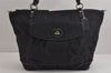 Authentic COACH Signature 2Way Shoulder Tote Bag Canvas Leather Black 3803J