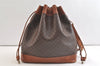 Authentic CELINE Macadam Blason Shoulder Drawstring Bag PVC Leather Brown 3803K