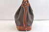 Authentic CELINE Macadam Blason Shoulder Drawstring Bag PVC Leather Brown 3803K
