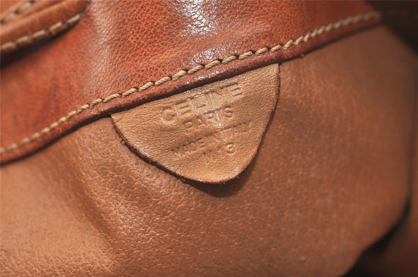 Authentic CELINE Macadam Blason Shoulder Drawstring Bag PVC Leather Brown 3803K
