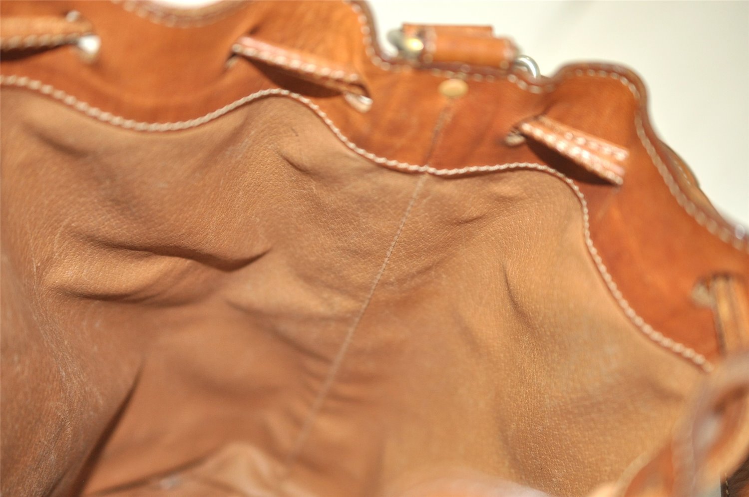 Authentic CELINE Macadam Blason Shoulder Drawstring Bag PVC Leather Brown 3803K