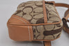 Authentic COACH Signature Vintage Waist Bag Purse Canvas Leather Brown 3804J