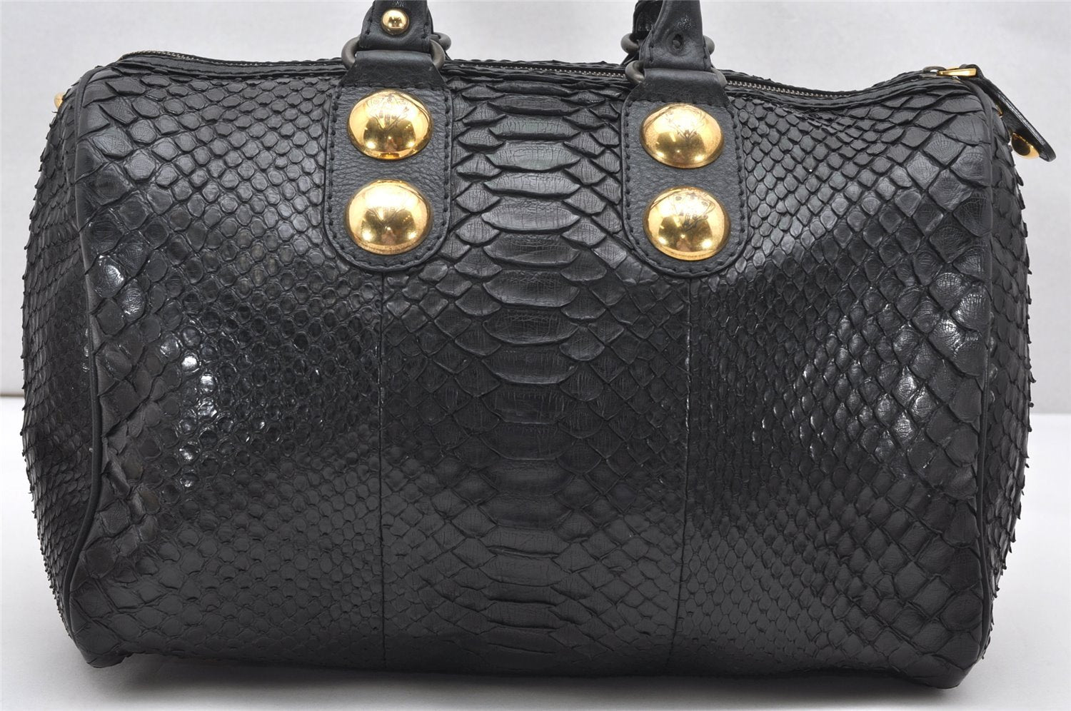 Authentic GUCCI Vintage Hysteria Hand Boston Bag Leather Black Junk 3804K