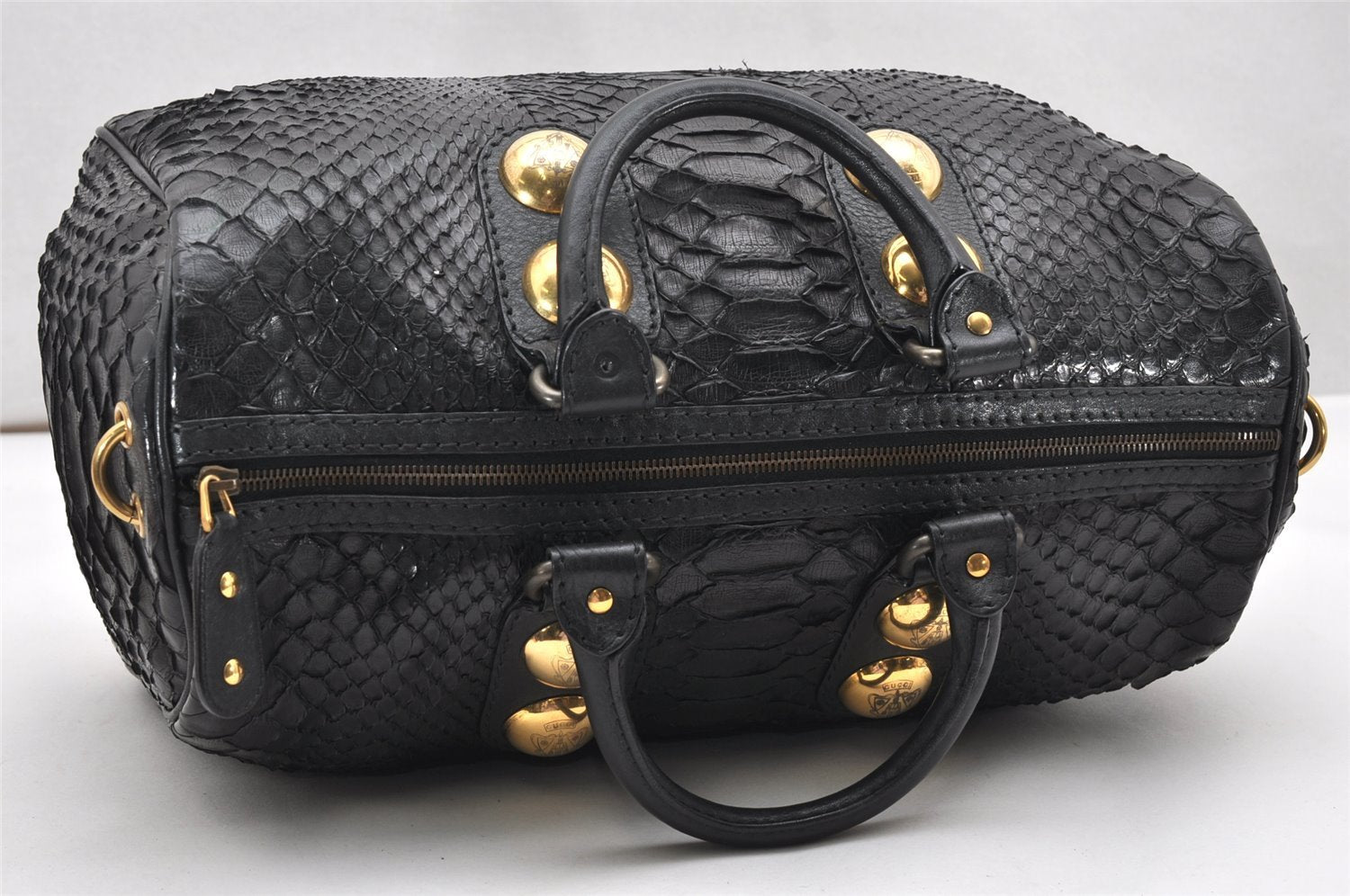 Authentic GUCCI Vintage Hysteria Hand Boston Bag Leather Black Junk 3804K