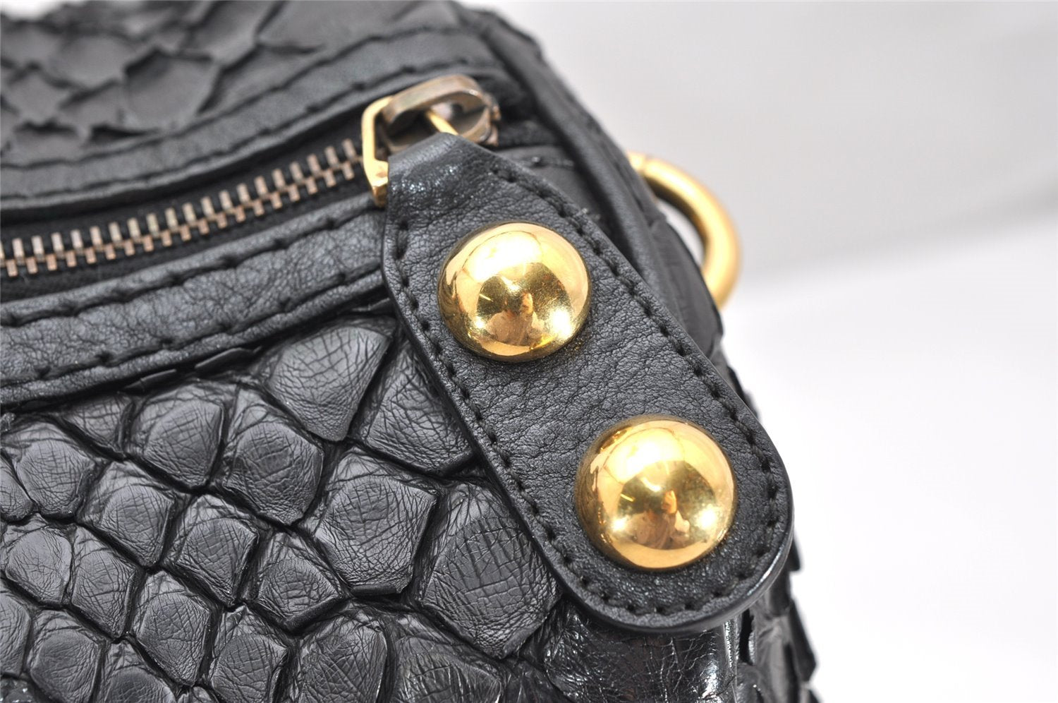 Authentic GUCCI Vintage Hysteria Hand Boston Bag Leather Black Junk 3804K