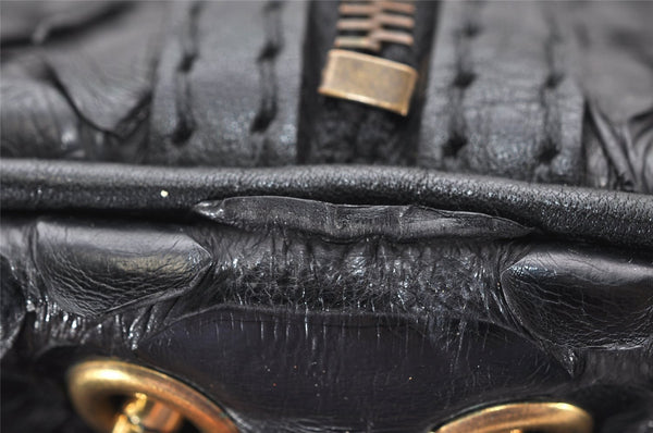 Authentic GUCCI Vintage Hysteria Hand Boston Bag Leather Black Junk 3804K