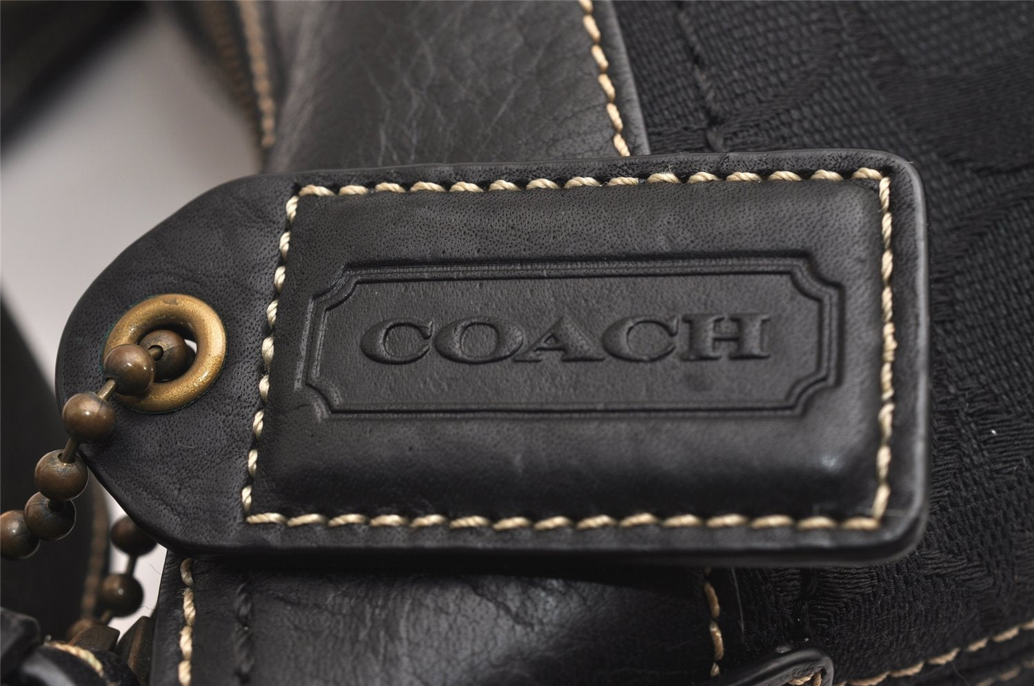 Authentic COACH Signature Shoulder Cross Bag Canvas Leather 10402 Black 3805J