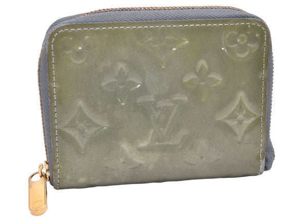 Authentic Louis Vuitton Vernis Zippy Coin Purse Wallet M93663 Green Navy 3806K