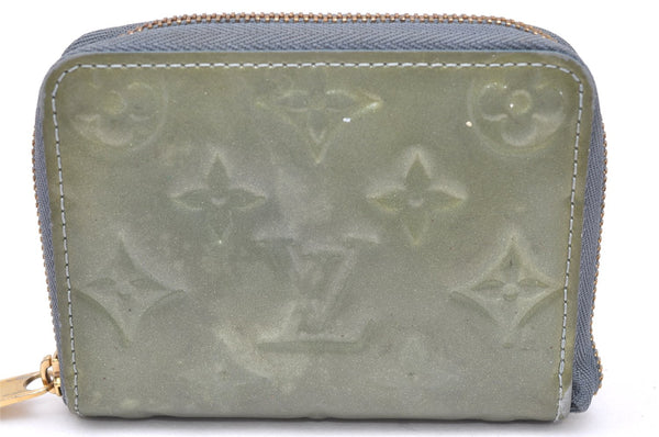 Authentic Louis Vuitton Vernis Zippy Coin Purse Wallet M93663 Green Navy 3806K