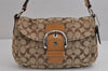 Authentic COACH Signature Shoulder Bag Purse Canvas Leather F15668 Brown 3807J