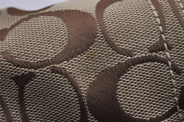 Authentic COACH Signature Shoulder Bag Purse Canvas Leather F15668 Brown 3807J