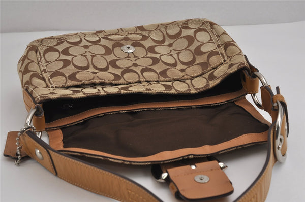 Authentic COACH Signature Shoulder Bag Purse Canvas Leather F15668 Brown 3807J
