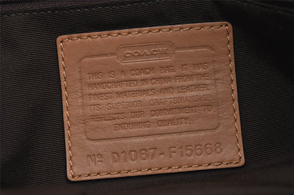 Authentic COACH Signature Shoulder Bag Purse Canvas Leather F15668 Brown 3807J