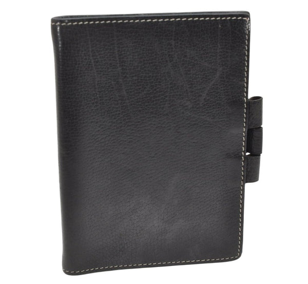 Authentic HERMES Agenda PM Soldes Notebook Cover Day Planner Leather Black 3807K