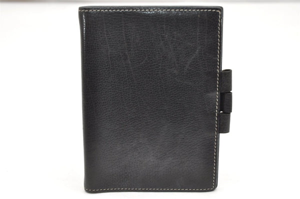 Authentic HERMES Agenda PM Soldes Notebook Cover Day Planner Leather Black 3807K