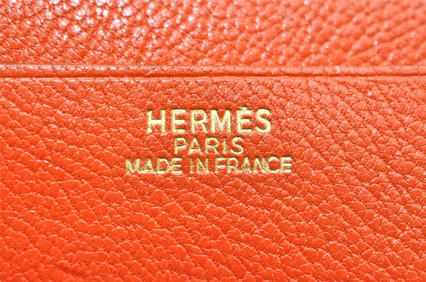 Authentic HERMES Guernesey 3CC Card Case Holder Purse Leather Orange 3808K