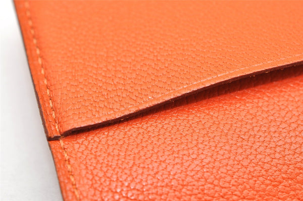 Authentic HERMES Guernesey 3CC Card Case Holder Purse Leather Orange 3808K