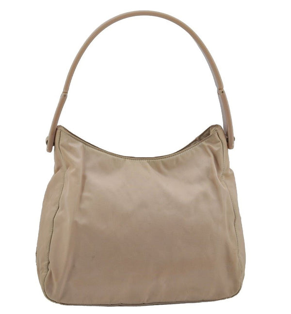 Authentic PRADA Nylon Tessuto Plastic Shoulder Hand Bag Purse Beige 3809J