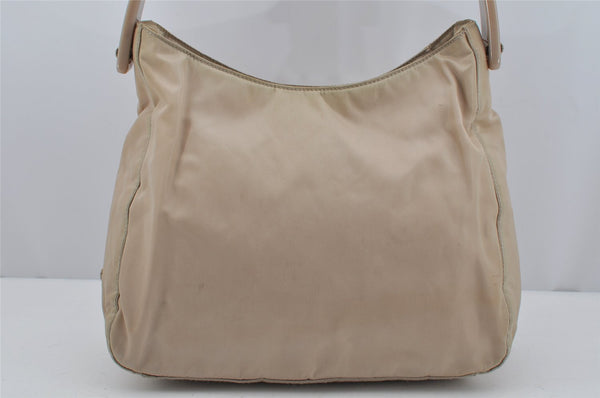 Authentic PRADA Nylon Tessuto Plastic Shoulder Hand Bag Purse Beige 3809J