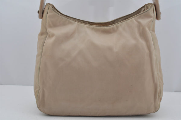 Authentic PRADA Nylon Tessuto Plastic Shoulder Hand Bag Purse Beige 3809J