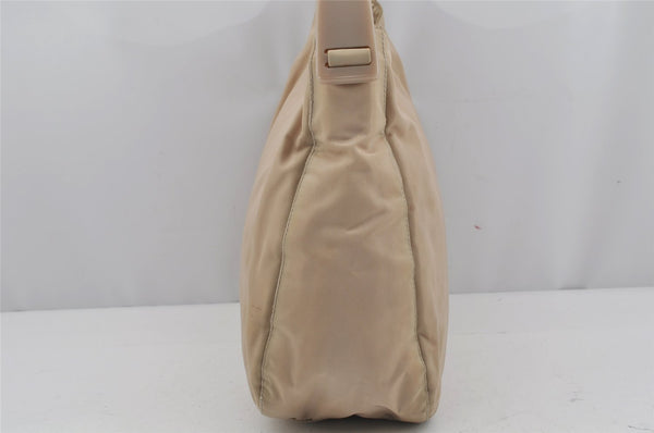 Authentic PRADA Nylon Tessuto Plastic Shoulder Hand Bag Purse Beige 3809J