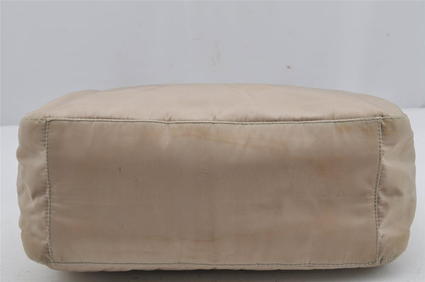 Authentic PRADA Nylon Tessuto Plastic Shoulder Hand Bag Purse Beige 3809J